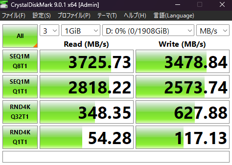 ACEMAGIC K1 Ryzen 5 7430U増設ストレージスピード